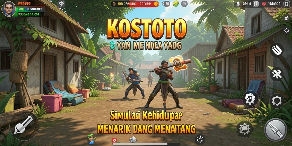Screenshot KOSTOTO menampilkan kehidupan karakter dalam simulasi yang menarik.