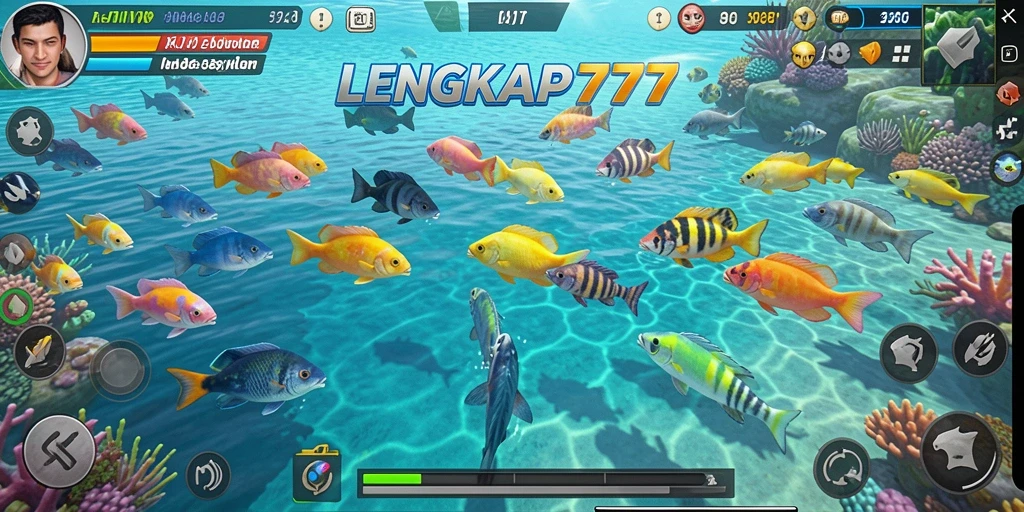 Screenshot menampilkan momen seru dalam gameplay Tembak Ikan.
