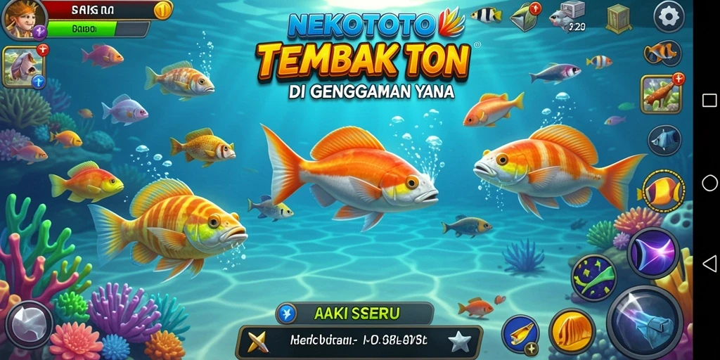 Tangkapan layar gameplay menampilkan aksi seru menembak ikan.