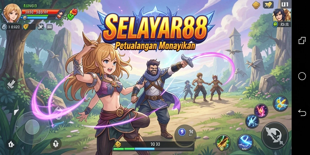 Tampilan menarik dari gameplay SELAYAR88 dengan karakter Anime.