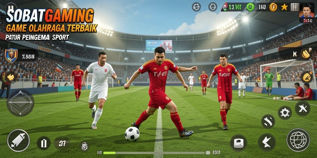 Tampilan antarmuka SOBATGAMING menampilkan aksi olahraga yang mendebarkan.
